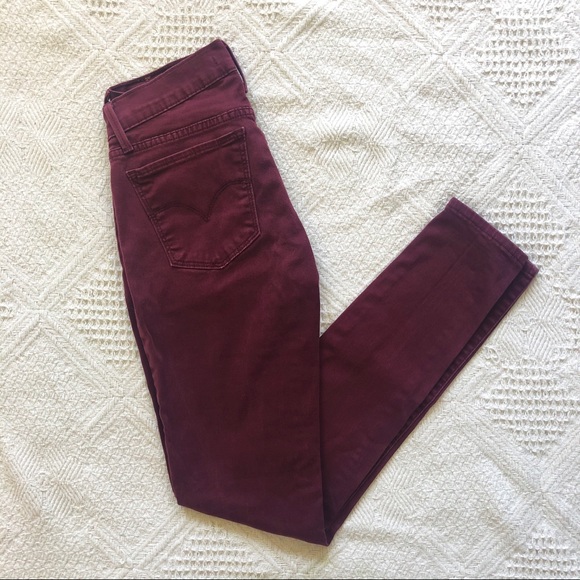 Levi's Denim - Levi 710 Super Skinny Maroon Jeggings